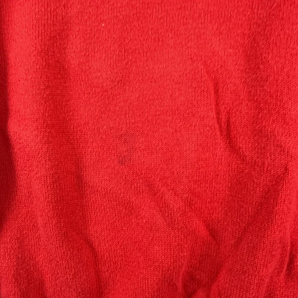 Tommy Hilfiger Sweater Mens Large Red V Neck Flag Logo Cotton Knit Pullover